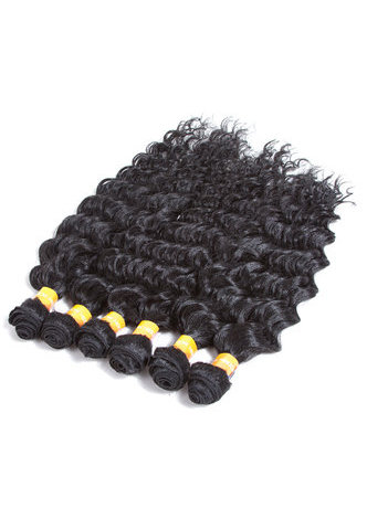 HairYouGo 1B# Synthetic Rose Wave Hair Extensions 6pcs/Pack Kanekalon Fiber Wavy Weave for Black Women 14-18 inch Weaving
