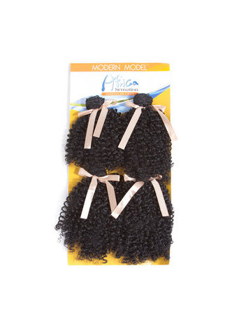 HairYouGo 7-8.5 дюймов Вьющиеся Синтетические Волосы ткачество 1B# двойной уток Наращивание Волосы 4связки    200г/упаковка полная голова канекалон волосы