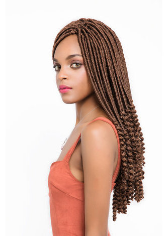 HairYouGo Faux Locs Curly Crochet Braid Hair 30# Kanekalon Low Temperature Fiber 18inch Synthetic Braiding Hair Extensions 5pcs