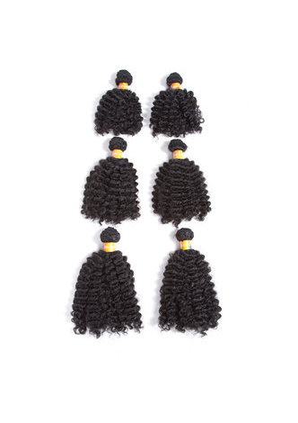HairYouGo Jazz Wave Synthetic Wavy Hair Weft 6pcs/lot 200g Double Weft Weaving for Black Women 1B Color 5.5inch 7inch 9inch