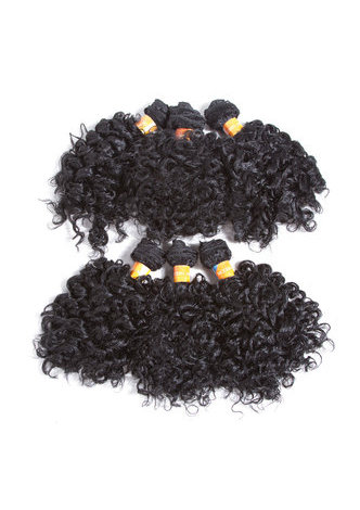HairYouGo Short Curly Synthetic Hair Extensions #1 6pcs/Pack Kanekalon Fiber Weave For Black Women 6 inch Hair Weaving