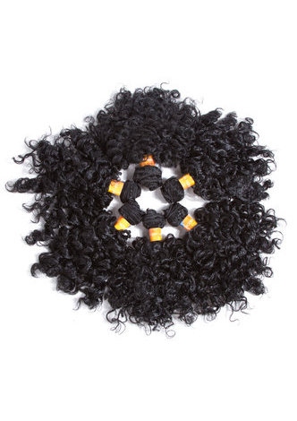 HairYouGo Short Curly Synthetic Hair Extensions #1 6pcs/Pack Kanekalon Fiber Weave For Black Women 6 inch Hair Weaving