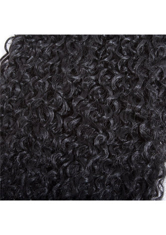 HairYouGo Synthetic Curly Hair Bundle Deal 14inch 1Pcs Medium Long Hair Wave 1B# Double Weft 120g Kanekalon Hair