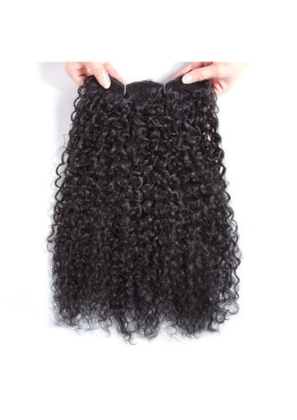 HairYouGo Synthetic Curly Hair Bundle Deal 14inch 1Pcs Medium Long Hair Wave 1B# Double Weft 120g Kanekalon Hair