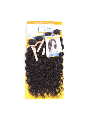 HairYouGo Synthetic Curly Hair Weave 15-18inch 4pcs/Package 200g Kanekalon Hair Extensions Bundles Deals 1# for Black Women