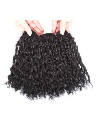 HairYouGo Synthetic Short Curly Hair Weave 7.5inch 100g Kanekalon Hair Extensions Bundles Deals 1# For Black Women 2pcs/Package