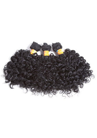 HairYouGo courtes extensions de cheveux synthétiques bouclés # 1 6pcs / Pack Kanekalon fibres de tissage pour femmes noires 6 pouces tissage de cheveux