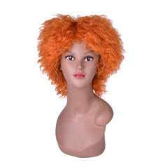HairYouGo 8inch Orange Color High Temperature Fiber Short Wavy Wig 1pc Cosplay Wig Pure Color
