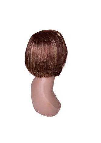 HairYouGo 10 Short Straight Wigs for Women Bobo Hair Brown Ombre Synthetic Wig with Blond Highlights High Temperature Fiber