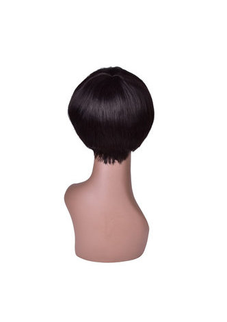 HairYouGo 12cm Synthetic Wigs for Women Pure Color 1B Short Straight Wig 100% High Temperature Fiber Wig