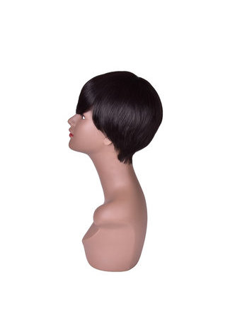 HairYouGo 12cm Synthetic Wigs for Women Pure Color 1B Short Straight Wig 100% High Temperature Fiber Wig