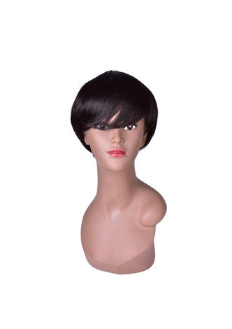 HairYouGo 12cm Synthetic Wigs for Women Pure Color 1B <em>Short</em> Straight Wig 100% High Temperature