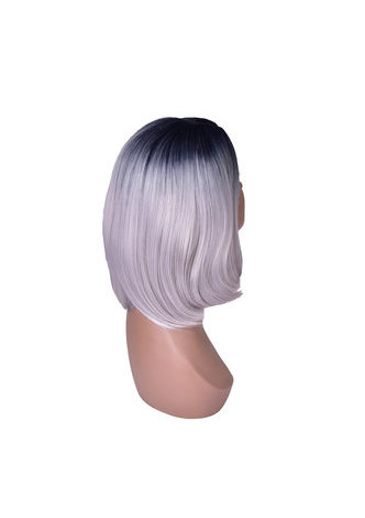 HairYouGo 15.7'' Medium Length Dark Roots Bobo Style Synthetic High Temperature Fiber Full Wig for Party Girl 40cm