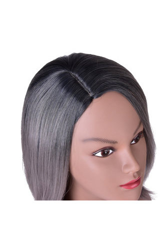 HairYouGo 15.7'' Medium Length Dark Roots Bobo Style Synthetic High Temperature Fiber Full Wig for Party Girl 40cm