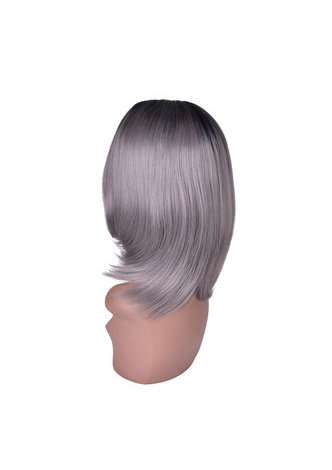 HairYouGo 15.7'' Medium Length Dark Roots Bobo Style Synthetic High Temperature Fiber Full Wig for Party Girl 40cm