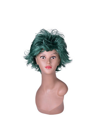 HairYouGo 15cm Heat Resistance Party Wigs 1pc Green Black Ombre Mix <em>Short</em> Fluffy Layered Synthetic