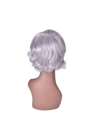 HairYouGo 15cm Silver White Short Curly Wig High Temperature Fiber for Women Wigs 6inch Synthetic Hair Full Wig