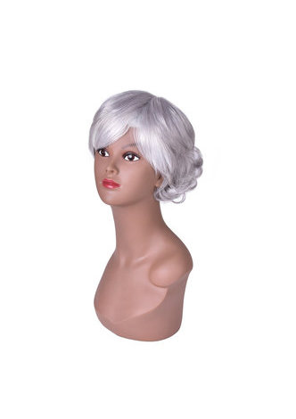 HairYouGo 15cm Silver White Short Curly Wig High Temperature Fiber for Women Wigs 6inch Synthetic Hair Full Wig