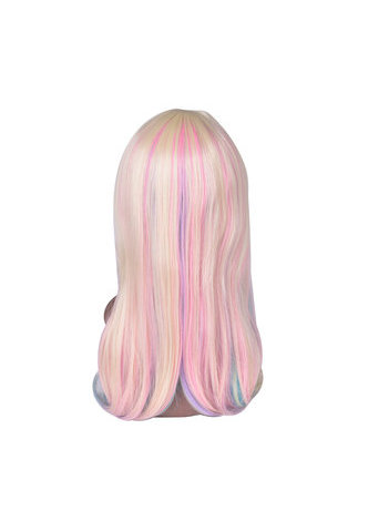 HairYouGo 27.6inch Long Straight Colorful Rainbow High Temperature Fiber Synthetic Wigs 1pc Cosplay Wig Heat Resistant