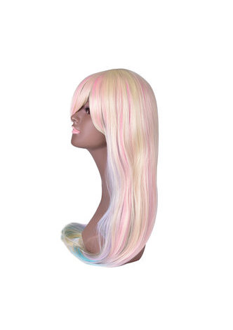 HairYouGo 27.6inch Long Straight Colorful Rainbow High Temperature Fiber Synthetic Wigs 1pc Cosplay Wig Heat Resistant