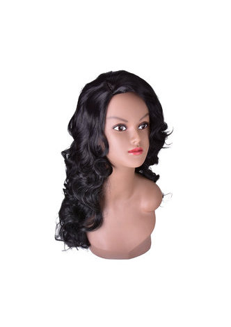 HairYouGo 28inch High Temperature Fiber Wig 1pc 300g 1B Natural Black Long Wavy Women Synthetic Cosplay Wig 3163