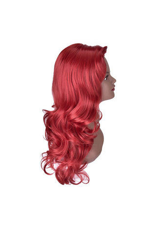 HairYouGo 28inch High Temperature Fiber Wig 1pc Red Long Wavy Women Synthetic Wig Cos Cosplay Party Wig 2045