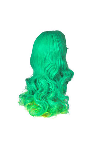 HairYouGo 28inch Wavy Cosplay Wigs High Temperature Fiber Synthetic Hair Green 70cm Long Women Cos Party Wig 4068