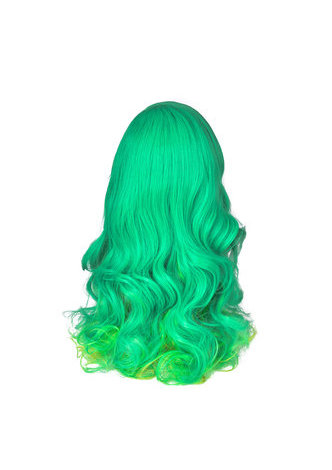 HairYouGo 28inch Wavy Cosplay Wigs High Temperature Fiber Synthetic Hair Green 70cm Long Women Cos Party Wig 4068