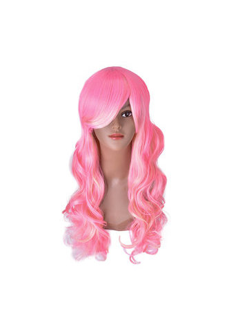 HairYouGo 28nch Halloween <em>Wig</em> Synthetic Hair Long <em>Wavy</em> Cosplay <em>Wigs</em> Pink Blonde Women Party <em>Wig</em>