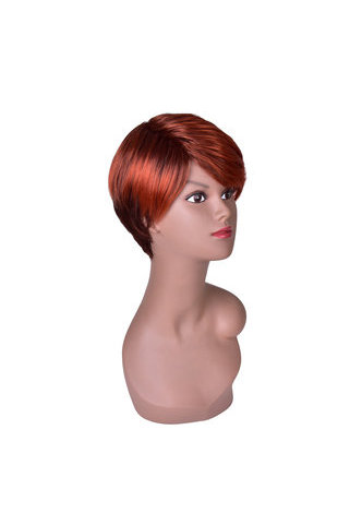 HairYouGo 5.1inch Synthetic Wigs for Women Red Burgundy Short Straight Wig 100% High Temperature Fiber Full Wig