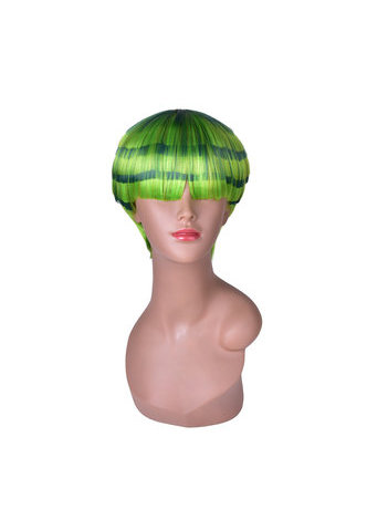 HairYouGo 5inch Short <em>Straight</em> Cute <em>Wig</em> Light Green Watermelon Style Hair Piece Synthetic Full
