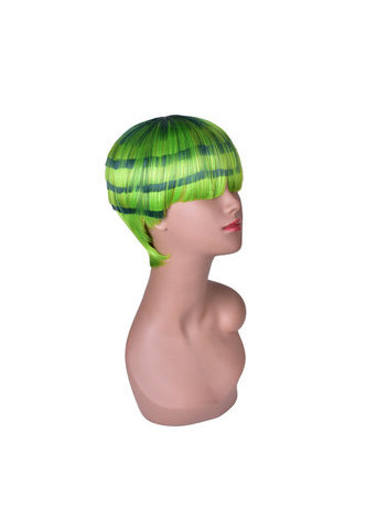 HairYouGo 5inch Short Straight Cute Wig Light Green Watermelon Style Hair Piece Synthetic Full Cosplay Wig Kids Wig