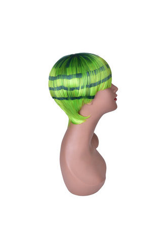 HairYouGo 5inch Short Straight Cute Wig Light Green Watermelon Style Hair Piece Synthetic Full Cosplay Wig Kids Wig