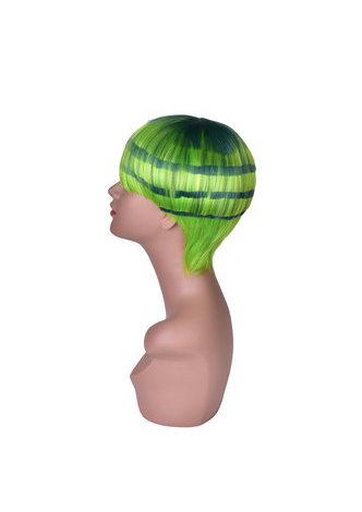 HairYouGo 5inch Short Straight Cute Wig Light Green Watermelon Style Hair Piece Synthetic Full Cosplay Wig Kids Wig