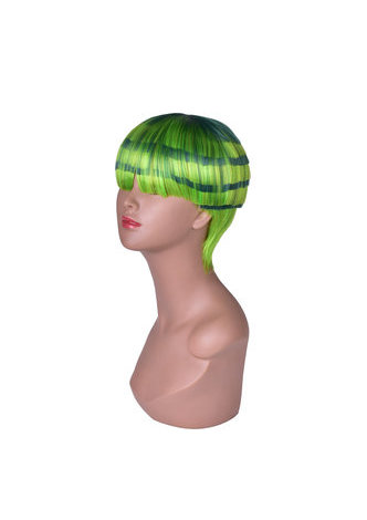 HairYouGo 5inch Short Straight Cute Wig Light Green Watermelon Style Hair Piece Synthetic Full Cosplay Wig Kids Wig