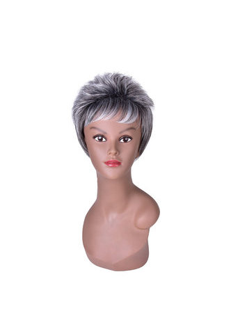HairYouGo 6inch High Temperature Fiber Short Straight Synthetic Wigs 1pc Heat Resistant <em>Silver</em> Grey