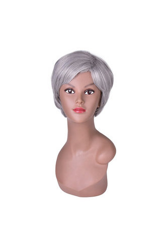 HairYouGo 6inch Short Straight Synthetic Wig 1pc Silver Grey Color Cosplay Party Wig 2098 High Temperature Fiber Wig