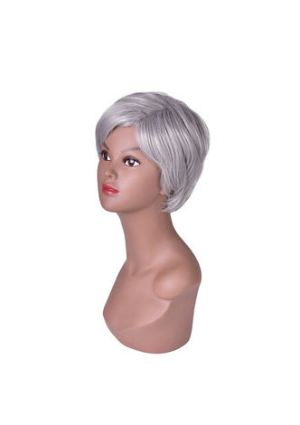 HairYouGo 6inch Short Straight Synthetic Wig 1pc Silver Grey Color Cosplay Party Wig 2098 High Temperature Fiber Wig