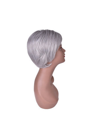 HairYouGo 6inch Short Straight Synthetic Wig 1pc Silver Grey Color Cosplay Party Wig 2098 High Temperature Fiber Wig