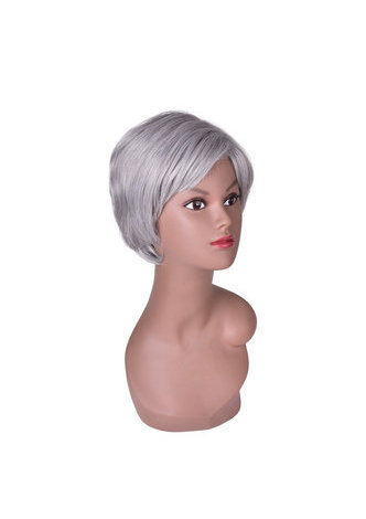 HairYouGo 6inch court perruque synthétique droite 1pc argent gris couleur Cosplay Party perruque 2098 haute température perruque de fibre