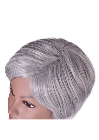 HairYouGo 6inch court perruque synthétique droite 1pc argent gris couleur Cosplay Party perruque 2098 haute température perruque de fibre