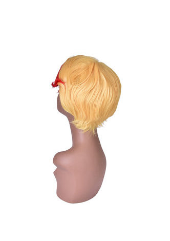 HairYouGo 7.1дюймовt; короткие ламинарный жёлтый красный Mix  термостойкие пати Синтетические Волосы Аниме парик 18cm  парик