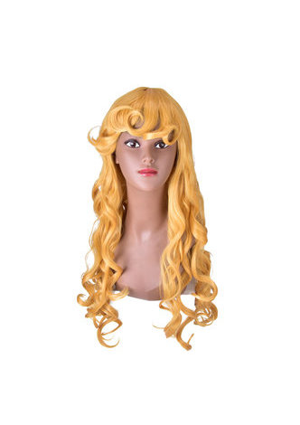 HairYouGo 80cm Long Romance Curly Synthetic One Piece Orange Yellow <em>Cosplay</em> <em>Wig</em> 100% High
