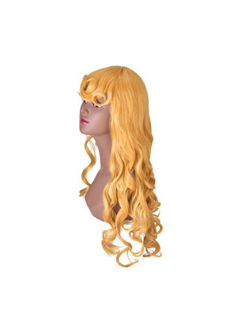 HairYouGo 80cm Long Romance Curly Synthetic One Piece Orange Yellow Cosplay Wig 100% High Temperature Fiber Party Wig