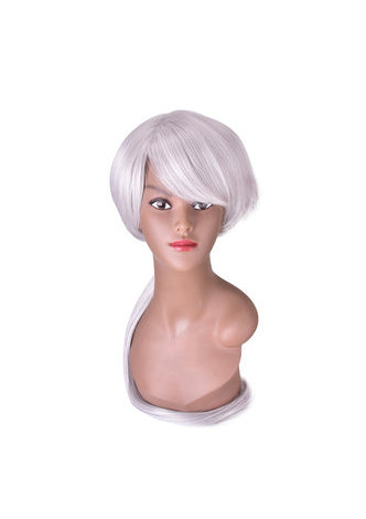 HairYouGo 80cm Silver Gray Long Cosplay <em>Wig</em> Straight Fluffy <em>Synthetic</em> Hair <em>Wigs</em> Heat Resistance