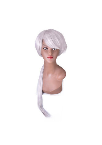 HairYouGo 80cm Silver Gray Long Cosplay Wig Straight Fluffy Synthetic Hair Wigs Heat Resistance Halloween Party Wigs 4132