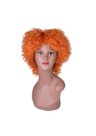 HairYouGo 8inch Orange Color High Temperature Fiber Short <em>Wavy</em> <em>Wig</em> 1pc Cosplay <em>Wig</em> Pure Color