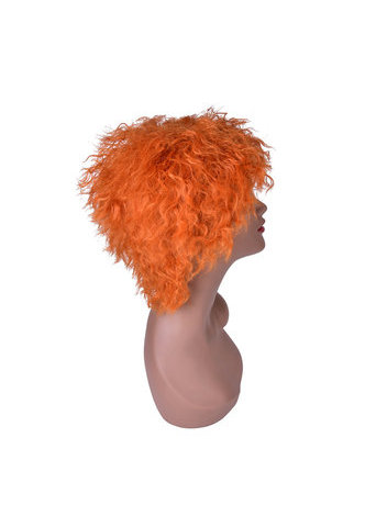 HairYouGo 8inch Orange Color High Temperature Fiber Short Wavy Wig 1pc Cosplay Wig Pure Color