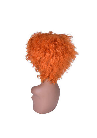 HairYouGo 8inch Orange Color High Temperature Fiber Short Wavy Wig 1pc Cosplay Wig Pure Color