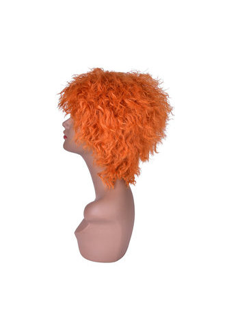 HairYouGo 8inch Orange Color High Temperature Fiber Short Wavy Wig 1pc Cosplay Wig Pure Color